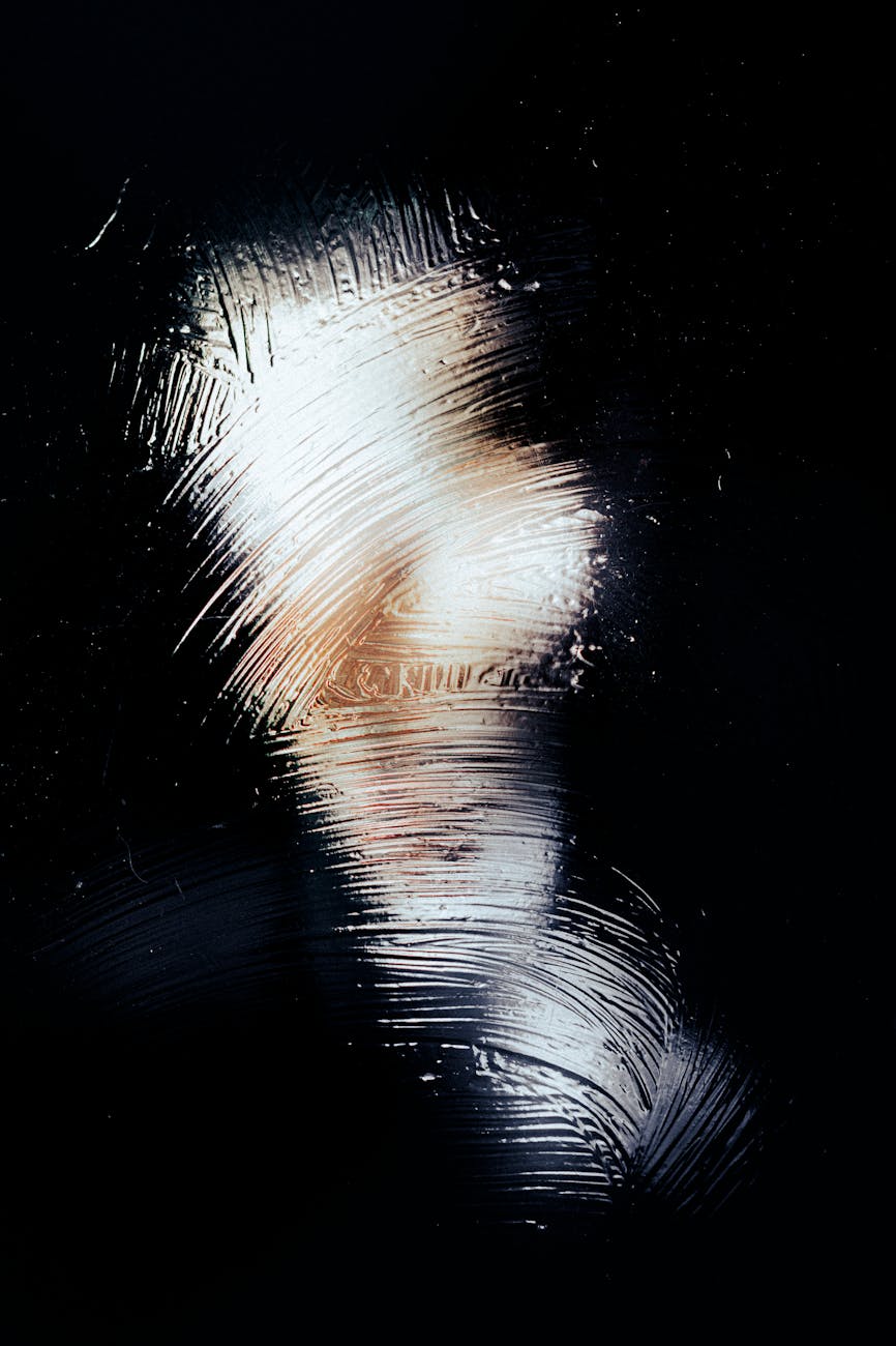 abstract portrait behind foggy glass art